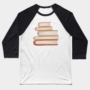 Cozy Stack of Books Illustration Baseball T-Shirt